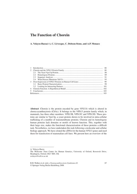 (PDF) The Function of Chorein