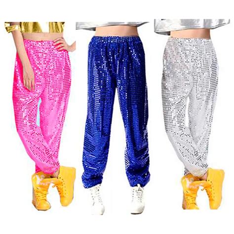 Women Men Club Sequin Jazz Stage Hip Hop Hiphop Dance Costume Long Pants Trousers For Women Men