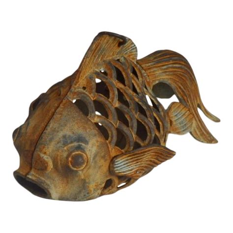 Cast Iron Koi Carp Fish Lantern Chairish