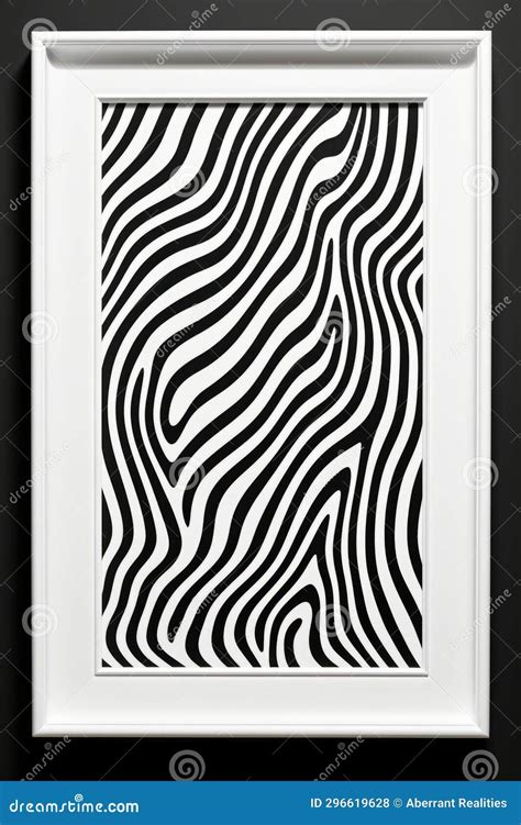 A Black And White Zebra Print In A White Frame Stock Illustration