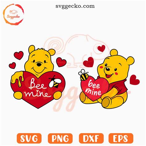 Winnie The Pooh Bee Mine Svg Bundle Bear Valentines Day Svg Cute