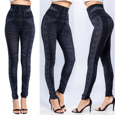 Mujeres Moda Leggings señoras imprimir mojado pantalones de alta