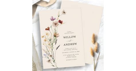 Rustic Wildflower Wedding Invitation | Zazzle