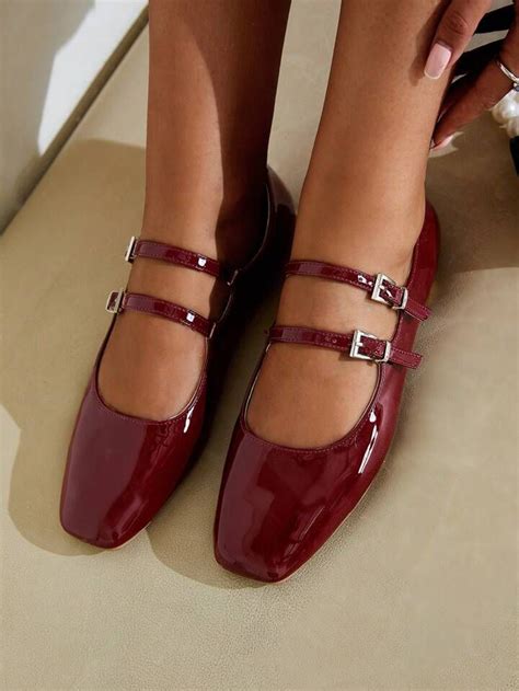 Cuccoo Everyday Collection Fashion Burgundy Mary Jane Flats For Women