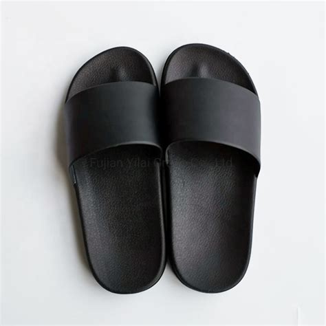 OEM Custom Black Slides Footwear Sandal PVC Custom Logo Slippers Men