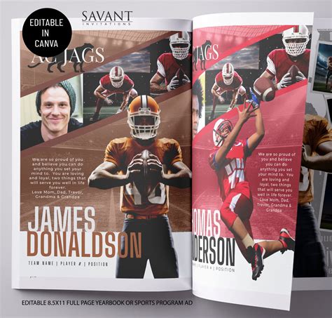 Customized football yearbook ad plus poster template sports photo