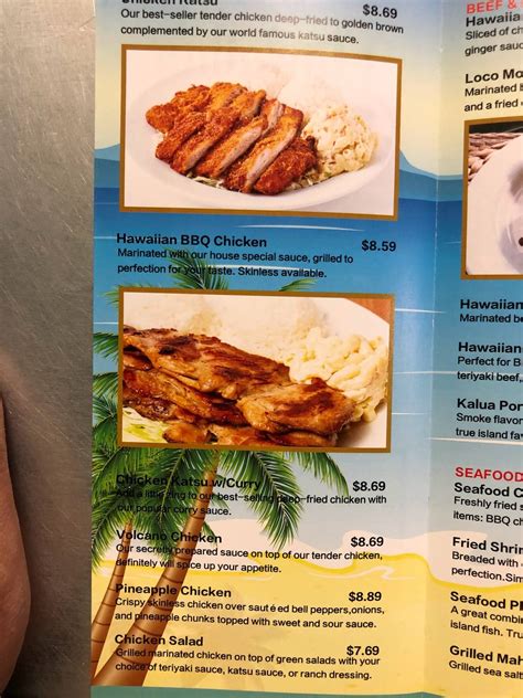 Menu At Alohana Hawaiian Grill Restaurant Ankeny