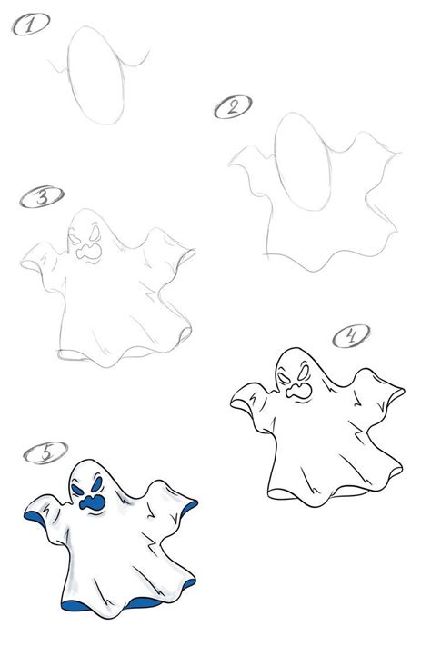 How To Draw A Halloween Ghost With A Pencil Step By Step Drawing Tutorial Halloween Things To