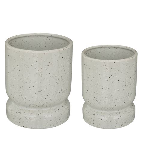 Lot de 2 Pots en céramique blanche fini émaillé Bricomarché