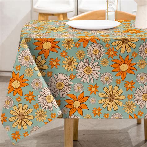 Amazon Anydesign Groovy Daisy Tablecloth X Inch Vintage