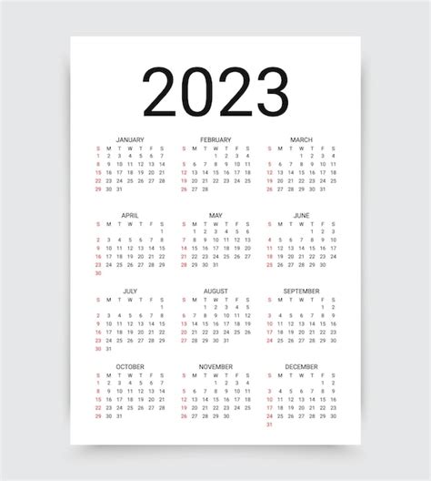 2023 Kalender Vector Illustration Wandkalender Mit 12 Monaten Premium