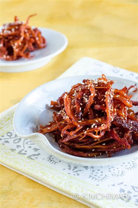 Korean Spicy Dried Squid Recipe Ojingeochae Muchim Artofit