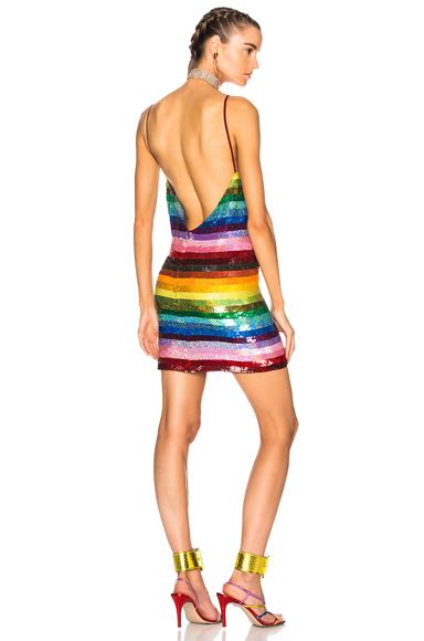 Ashish Rainbow Striped Sequin Embellished Silk Mini Dress Multi Modesens