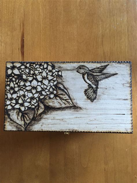 Pyrography Hydrangea And Hummingbird Wood Burn Designs Wood Burning