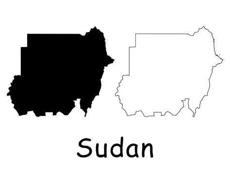 Map Of Sudan Sudan Map Black And White Detailed Solid Outline Line