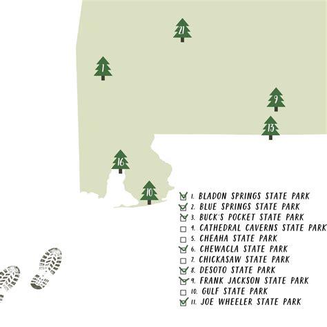 Alabama State Parks Map State Parks Of Alabama Map Print Alabama Parks
