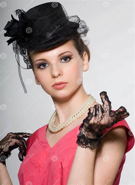 Portrait Of A Lady In A Hat Stock Photo Image Of Lips Fashion 15238640