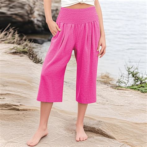 girls capri pants summer cotton linen wide leg palazzo pants kids high