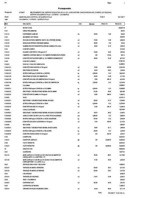 Presupuesto De Obra Pdf Fundación Ingeniería Elementos Arquitectónicos