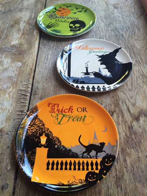 Vintage Halloween Plates With Witches Trick Or Treat Skeleton Halloween