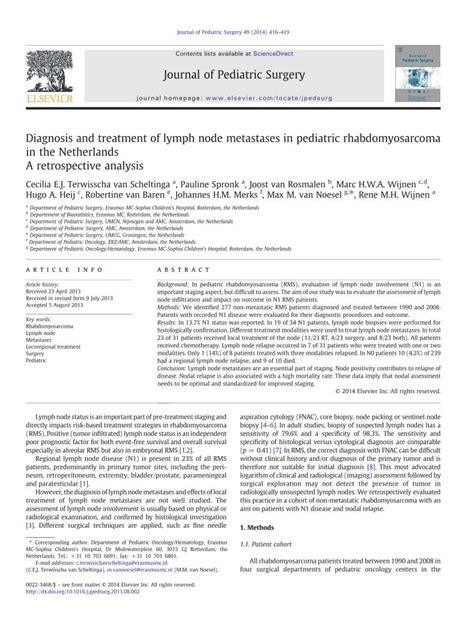 PDF Diagnosis And Treatment Of Lymph Node Metastases In Pediatric