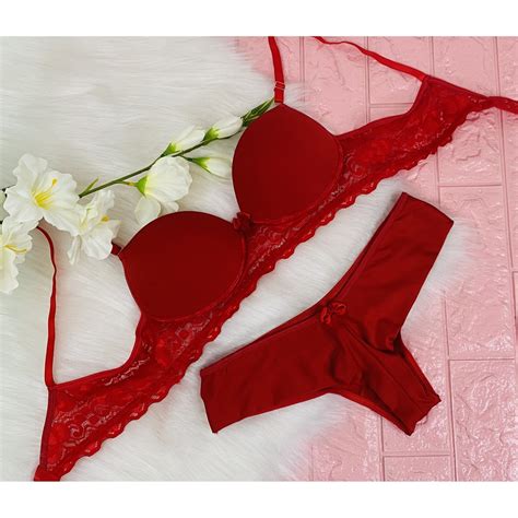 Conjunto De Lingerie Renda Bojo Calcinha Sutiã Conjunto Shopee Brasil