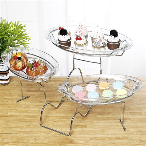 3 Tiered Glass Buffet Serving Tray Platter Stand Party And Event