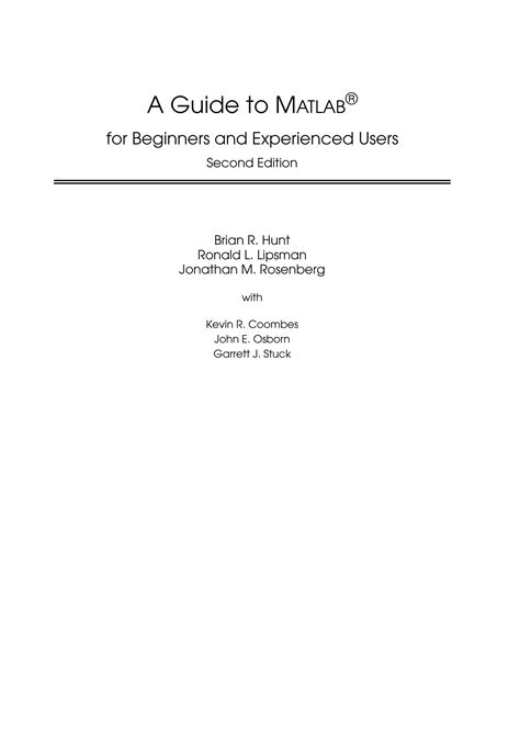 Solution A Guide To Matlab For Beginners And Experienced Users Brian R