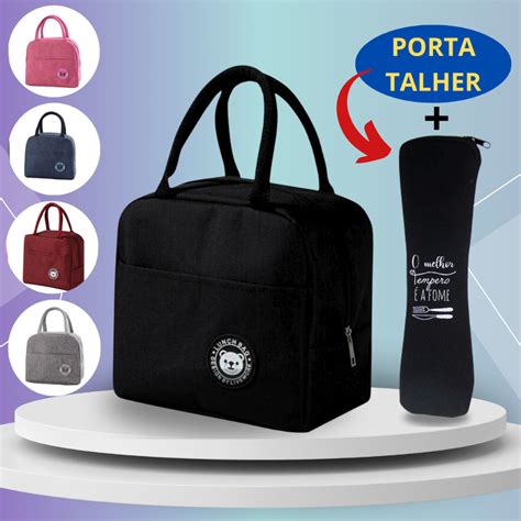 Bolsa Termica Para Viagem - Kit Bolsa Térmica Com Alça Para Marmita Lancheira Viagem + Porta Estojo ...