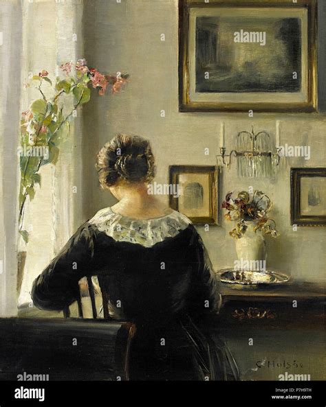 Holsoe Carl Vilhelm Woman Reading By The Window Stock Photo Alamy