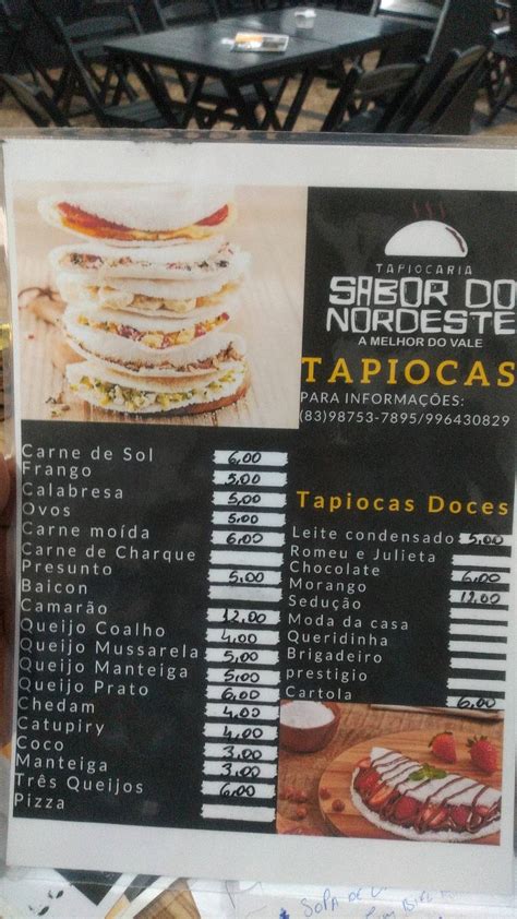 Menu Em Tapiocaria Sabor Do Nordeste Mamanguape Pb Restaurante