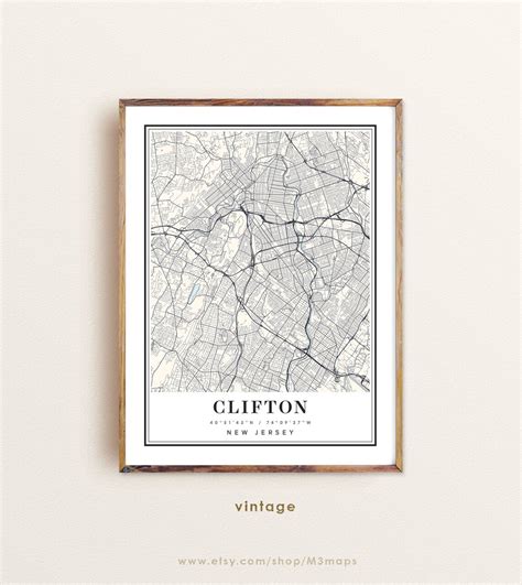 Clifton New Jersey Map Clifton NJ Map Clifton City Map - Etsy