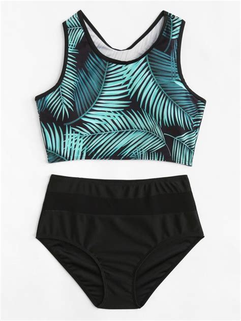 Jungle Print Racerback Bikini Set SheIn Sheinside в 2020 г