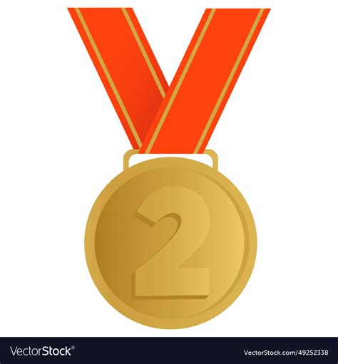 2nd place gold medal with red ribbon icon Vector Image