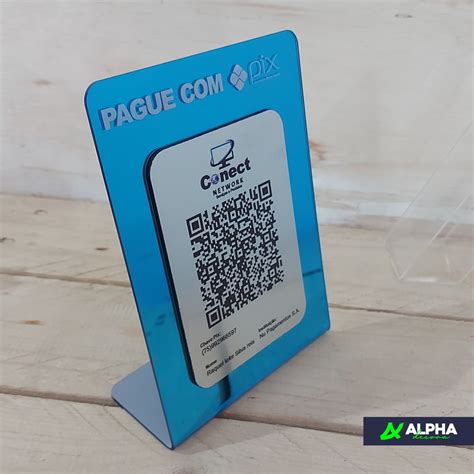 Placa Pix Qr Code Em Acrilico Espelhado Azul Shopee Brasil