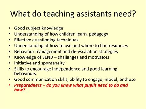 Ppt The Role Of Teaching Assistants In The Classroom Powerpoint Presentation Id 483191