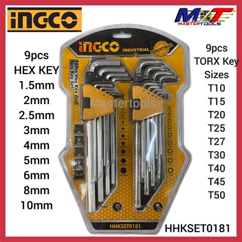 Ingco Hex Key And Torx Key Pcs Set Hhkset Lazada Ph