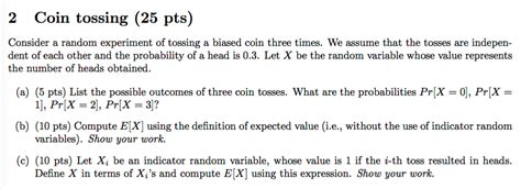 Solved Coin Tossing Pts Consider A Random Experiment Chegg