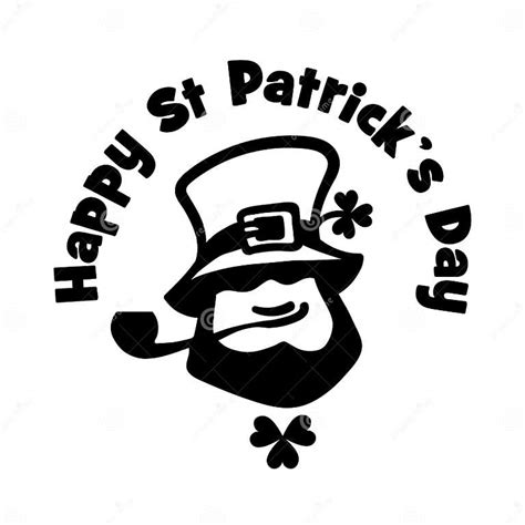 Leprechaun Face Logo With Hat Pipe And Clover Happy Saint Patricks