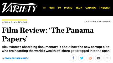 Fantastic Review For Panama Papers In Variety Alex Winter