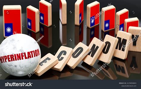 Taiwan Hyperinflation Economy Domino Effect Chain Stock Illustration