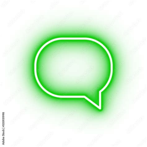 Neon Green Speech Bubble Icon Glowing Speak Icon On Transparent