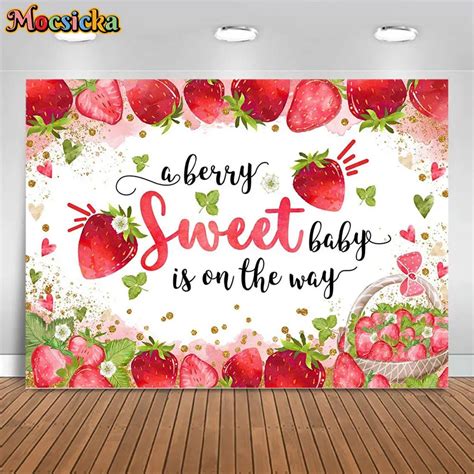 Mocsicka Strawberry Baby Shower Backdrop Welcome Party For Girls A