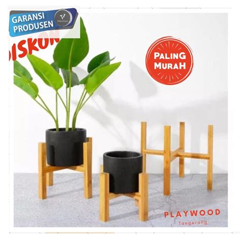 Jual Terbaru Pot Holder Rak Kayu Tempat Pot Tanaman Standing