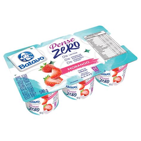 Iogurte Desnatado Morango Zero Lactose Batavo Pense Zero Bandeja G