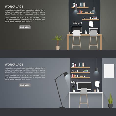 Premium Vector Workplace Concept Flat Design