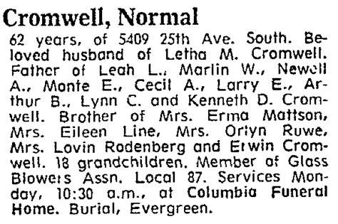 Normal Alfred Cromwell 1907 1970 Find A Grave Memorial