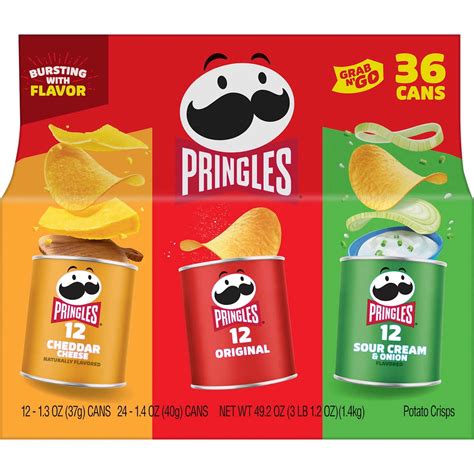 Pringles Grab Go Potato Crisps Variety Pack 36 Ct For Lunch