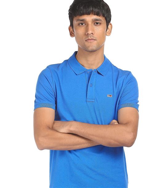 Buy Tommy Hilfiger Men Blue Solid Slim Fit Polo Shirt