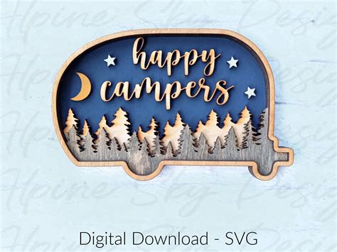 Happy Campers Svg For Glowforge Happy Camper Laser File Camping Svg